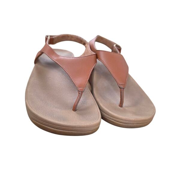 FitFlop Skylar Back Strap Toe Post Sandals Brown Leather womens size 8 - Picture 3 of 7